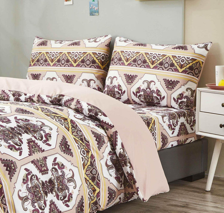 DaDa Bedding Majestic Oriental Kilim Duvet Cover - w/ Pillow Cases Royal Persian Traditional Design Intricate Ornate Ornament Print - GiFTiFY