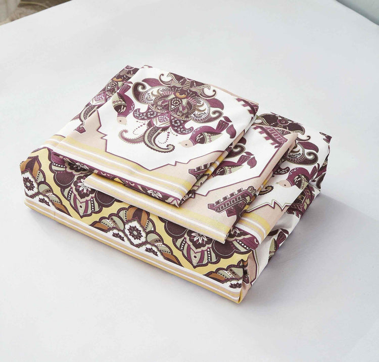 DaDa Bedding Majestic Oriental Kilim Duvet Cover - w/ Pillow Cases Royal Persian Traditional Design Intricate Ornate Ornament Print - GiFTiFY