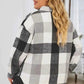Plus Size Plaid Button Up Collared Neck Jacket - GiFTiFY