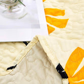 DaDa Bedding Botanical Floral Throw Blanket - Quilted Yellow Fleur Golden Orange Spring Time Tulips - Scalloped Edges Bright Vibrant Ivory Cream - 50 x 60 - GiFTiFY
