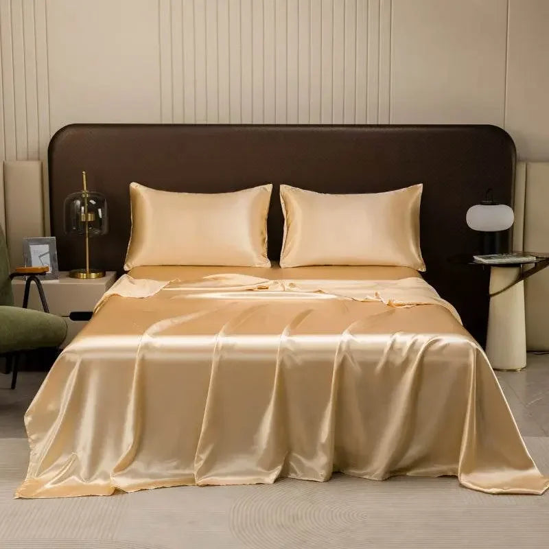 Purple Satin Flat Bed Sheet Set Bed Sheets by Dropshee