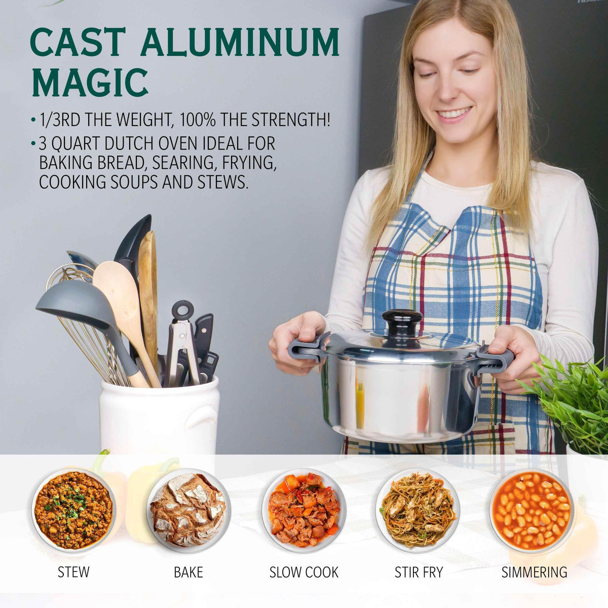 3 Quarts Round Dutch Oven with Lid Home & Garden by MAGNAWARE