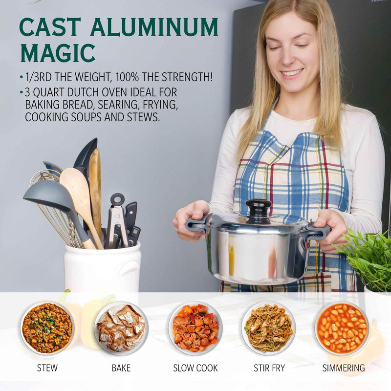 3 Quarts Round Dutch Oven with Lid Home & Garden by MAGNAWARE