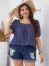 Honey Plus Size Polka Dot Square Neck Blouse - GiFTiFY