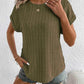 Plus Size Ribbed Texture Short Sleeve T-Shirt - GiFTiFY