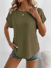Plus Size Ribbed Texture Short Sleeve T-Shirt - GiFTiFY