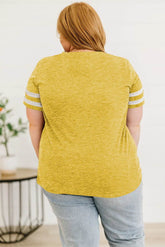 Plus Size Striped V-Neck Tee Shirt - GiFTiFY