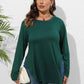 Plus Size Round Neck Long Sleeve Slit T-Shirt - GiFTiFY