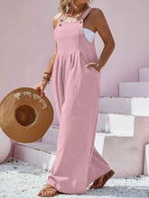 Plus Size Square Neck Wide Leg Overalls - GiFTiFY