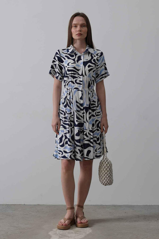 Rey Printed Dress — Multicolor Abstract