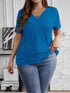 Plus Size V-Neck Short Sleeve Ribbed T-Shirt - GiFTiFY