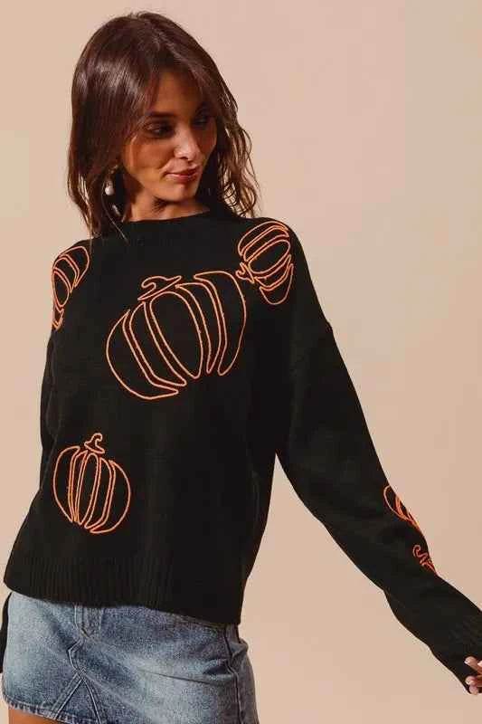 SO ME Pumpkin Embroidered Halloween Thanksgiving Sweater - GiFTiFY