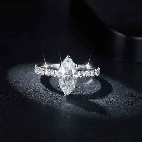 FEOBUR 2CT Marquise Moissanite Ring