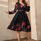 Honey Plus Size Floral Surplice Neck Tie Waist Dress - GiFTiFY