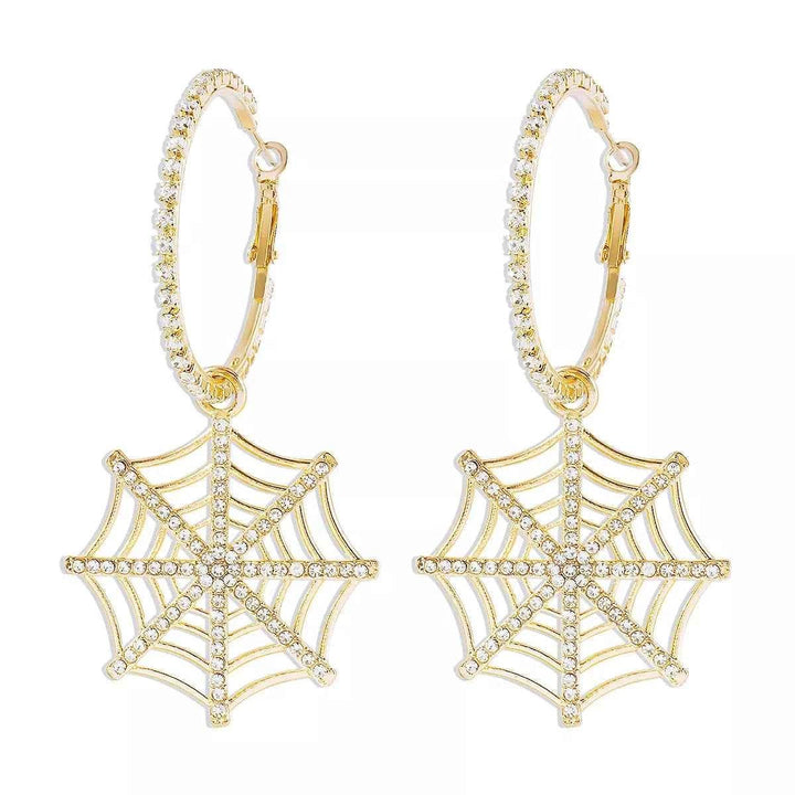 Halloween Spider Web Dangle Hoop Earrings - GiFTiFY
