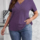 Plus Size V-Neck Short Sleeve Ribbed T-Shirt - GiFTiFY