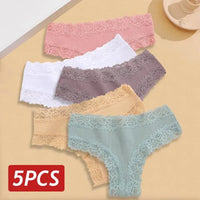 5PCS Lace Cotton Brazilian Panties