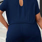 Plus Size Drawstring Waist Romper with Pockets - GiFTiFY