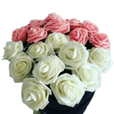 Pink White Foam Rose Flowers Bouquet - GiFTiFY