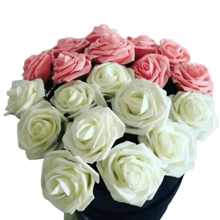 Pink White Foam Rose Flowers Bouquet - GiFTiFY