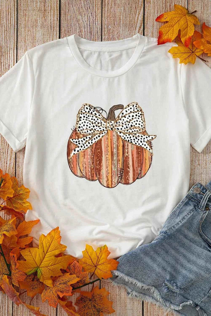 Full Size Pumpkin Round Neck Short Sleeve T-Shirt - GiFTiFY