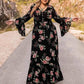 Plus Size Floral Flare Sleeve Dress - GiFTiFY