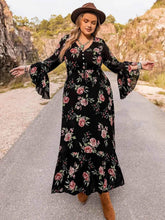Plus Size Floral Flare Sleeve Dress - GiFTiFY
