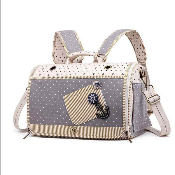 Pet Carrier Bag & Backpack – Nautical Style, Breathable Linen - GiFTiFY