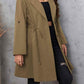 Honey Plus Size Lapel Collar Drawstring Roll-Tab Sleeve Trench Coat - GiFTiFY