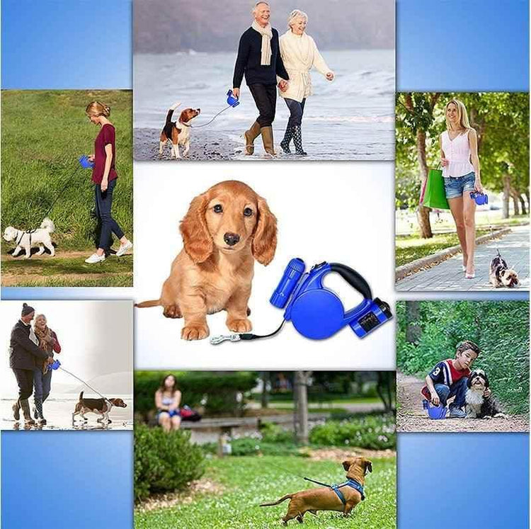 Nightwalk 4.5M Led Light And Waste Bag Dispenser Retractable Dog Leash - GiFTiFY