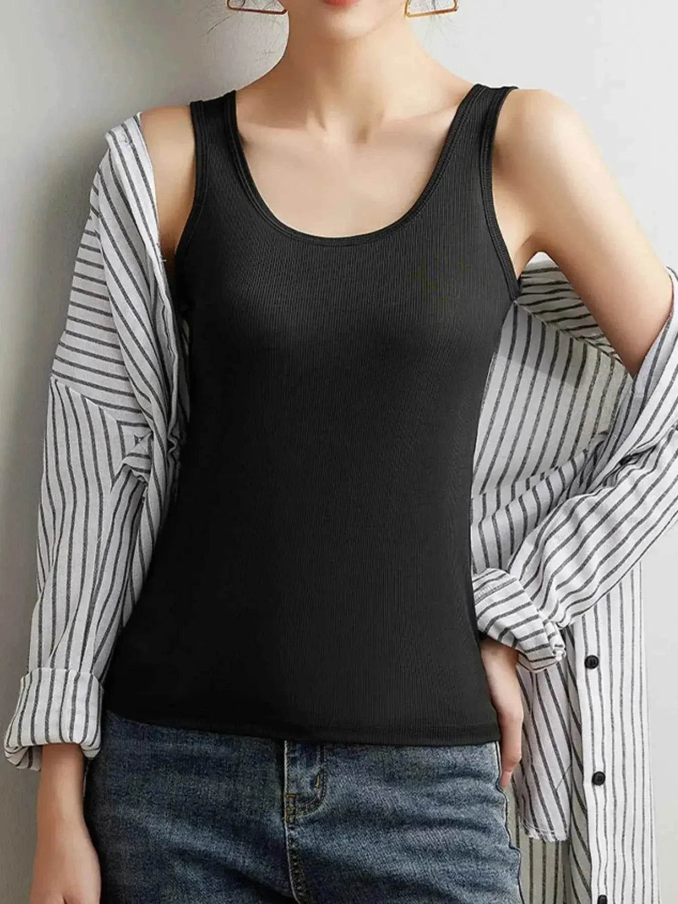 Plus Size Ribbed Scoop Neck Tank Top - GiFTiFY