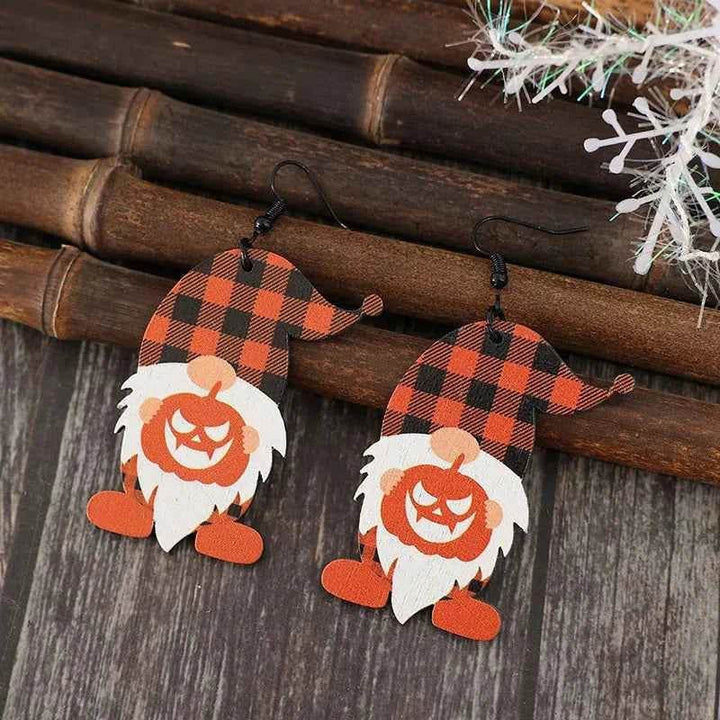 Wooden Dwarfs Pumpkin Dangle Earrings - GiFTiFY