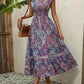 Plus Size Printed V-Neck Short Sleeve Midi Dress - GiFTiFY