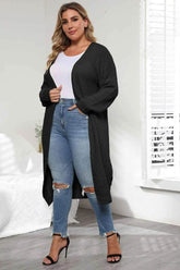 Plus Size Open Front Long Sleeve Cardigan - GiFTiFY
