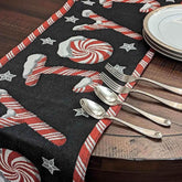 DaDa Bedding Peppermint Joy Red Black Holiday Tapestry Dining Table Runner (12904) - GiFTiFY
