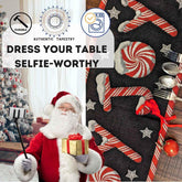 DaDa Bedding Peppermint Joy Red Black Holiday Tapestry Dining Table Runner (12904) - GiFTiFY