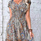 Plus Size Printed V-Neck Short Sleeve Midi Dress - GiFTiFY