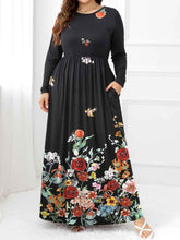 Plus Size Round Neck Maxi Dress with Pockets - GiFTiFY