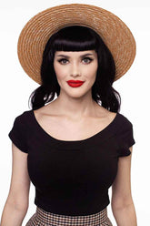 Retro Boat Neck Top in Black - GiFTiFY