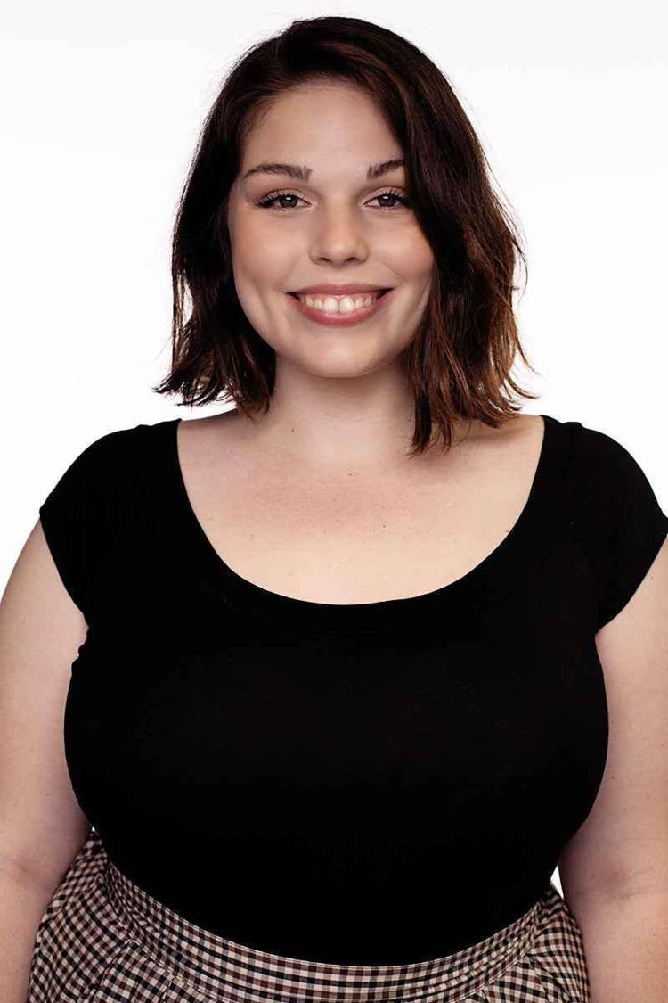 Retro Boat Neck Top in Black - GiFTiFY