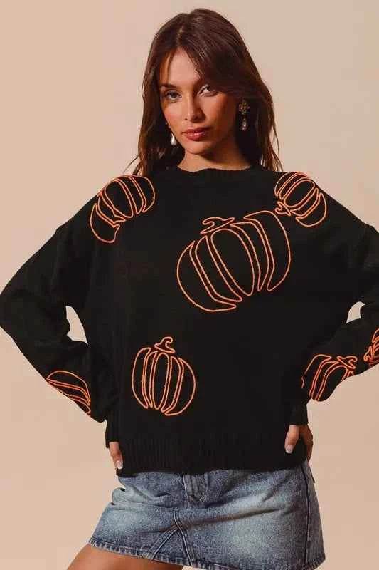 SO ME Pumpkin Embroidered Halloween Thanksgiving Sweater - GiFTiFY