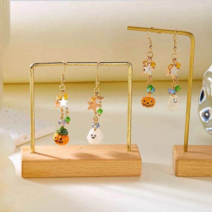 Halloween Asymmetrical Pumpkin Ghost Earrings - GiFTiFY