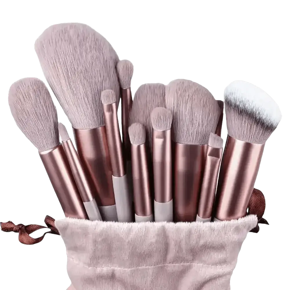 13pcs Velvet Bag Makeup Brushes Set Eye Pink Pouch - GiFiFY