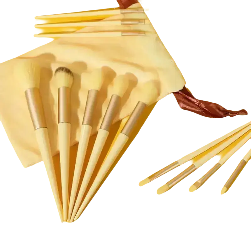 Makeup brush set with carrying bag.