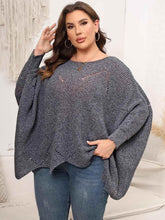 Plus Size Round Neck Batwing Sleeve Sweater - GiFTiFY