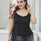 Plus Size Lace Trim Scoop Neck Cami and Printed Shorts Pajama Set - GiFTiFY