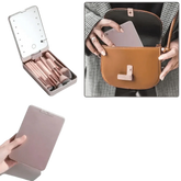 14pcs Travel Makeup Brush Set with LED Light Mirror - GiFTiFY