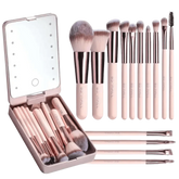 14pcs Travel Makeup Brush Set with LED Light Mirror - GiFTiFY