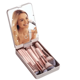 14pcs Travel Makeup Brush Set with LED Light Mirror - GiFTiFY