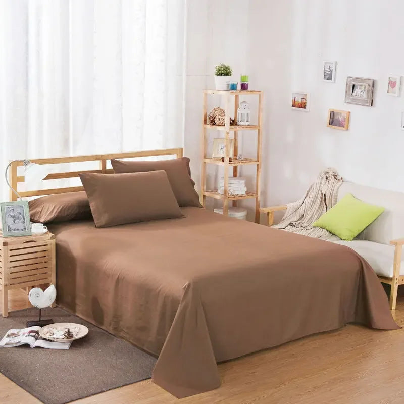 Pure Color Polyester Cotton Extra Bed Sheets Hotel Home online bedsheets Solid Color Flat Bed Sheet by CJDropshipping